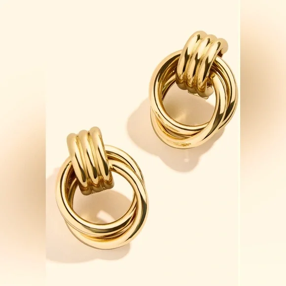 NWOT BaubleBar Interlocking Hoop Earrings - Picture 1 of 6